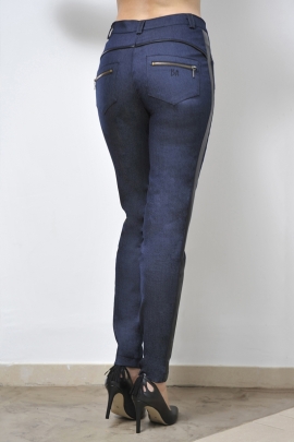 PANTALON JEAN FEMME SLIM MARINE ET FAUX CUIR BARCELONE