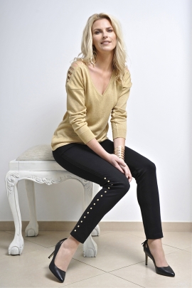 PULL FESTIF CHIC MAILLE DOREE MODE FEMME HABILLE ECRIN