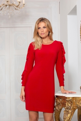 ROBE DROITE CHIC ROUGE STYLE VERSACE MODE HIVER KAREN
