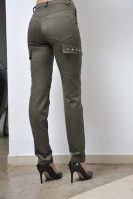 PANTALON FEMME TREILLIS CHIC KAKI MODE HIVER RITA