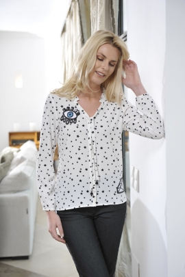 CHEMISE FEMME CREPE BLANC ETOILE MODE CHIC ESTRELLA
