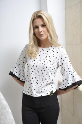 BLOUSE CREPE BLANCHE MOTIF ETOILE MODE FEMME CASUAL STAR