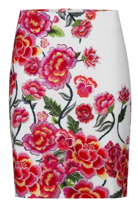 JUPE FEMME DROITE FLEURIE EFFET BRODERIE CHIC ZIGGY