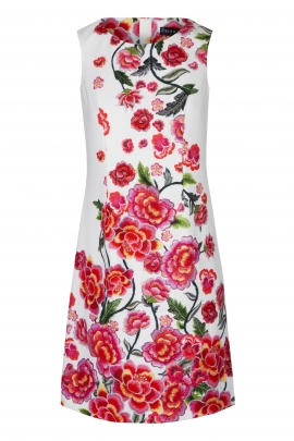 ROBE BLANCHE DROITE FLEURIE MOTIF EFFET BRODERIE ALINE