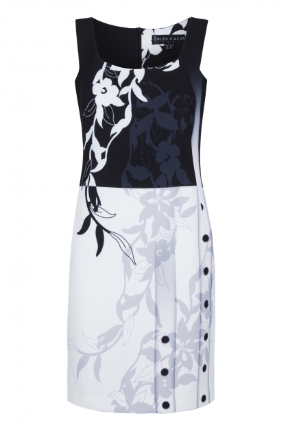 ROBE FEMME HABILLÉE CHIC NOIR ET BLANC À FLEURS PUNCH