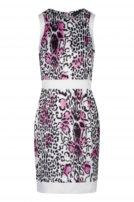 ROBE ÉTÉ FEMME DROITE CHIC MOTIF LÉOPARD ROSE KOUMAL