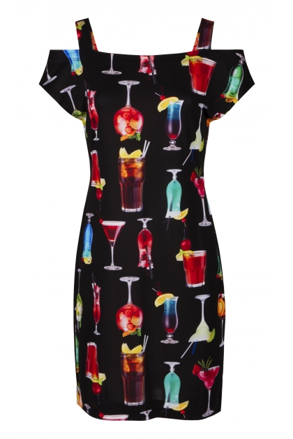 ROBE ÉTÉ FEMME MOTIF IMPRIMÉ VERRE À COCKTAIL DIABLO