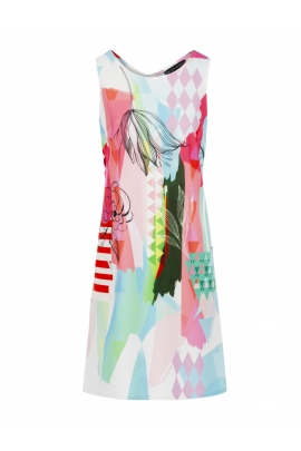 Robe été évasée pour femme en néoprène imprimé Caldera