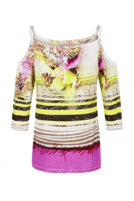 Tshirt fleuri chic inspiration zen découpe épaule Bangkok