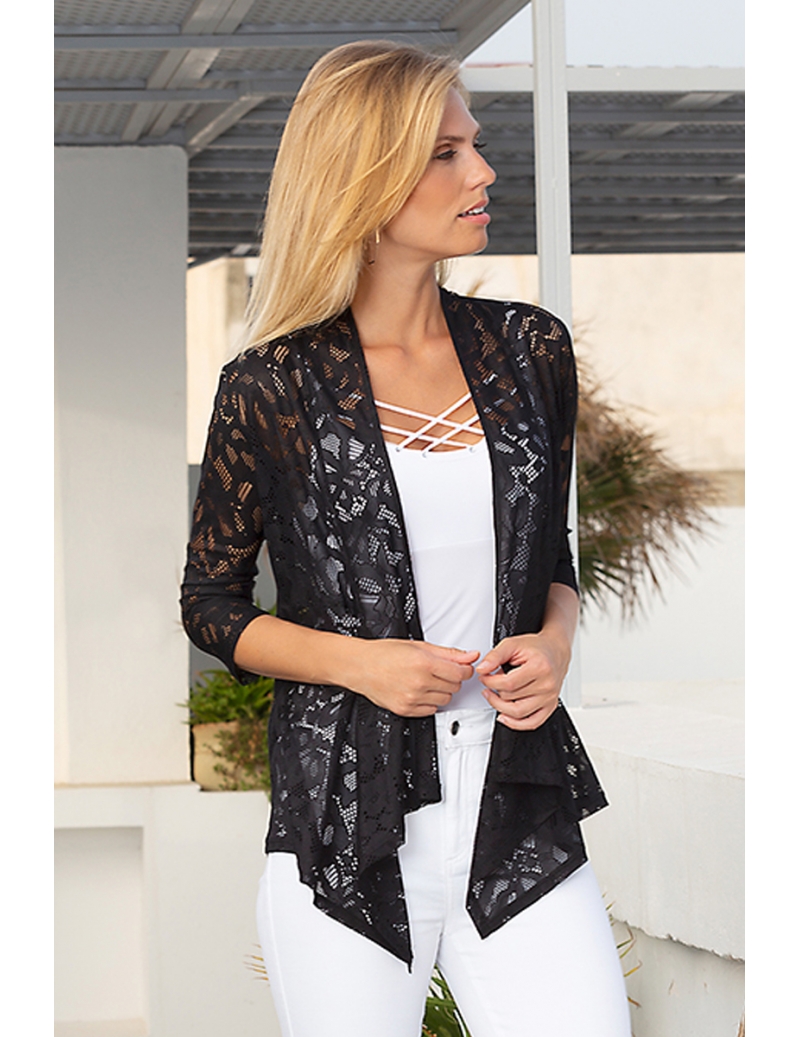Gilet Long Noir En Dentelle Mode Femme l gante Lido BLEU D AZUR Gilet Long Noir En Dentelle Mode Femme l gante Lido BLEU D AZUR