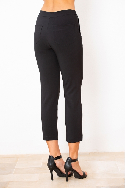 Pantalon été chic noir coupe 7/8 détails dorés Medrano