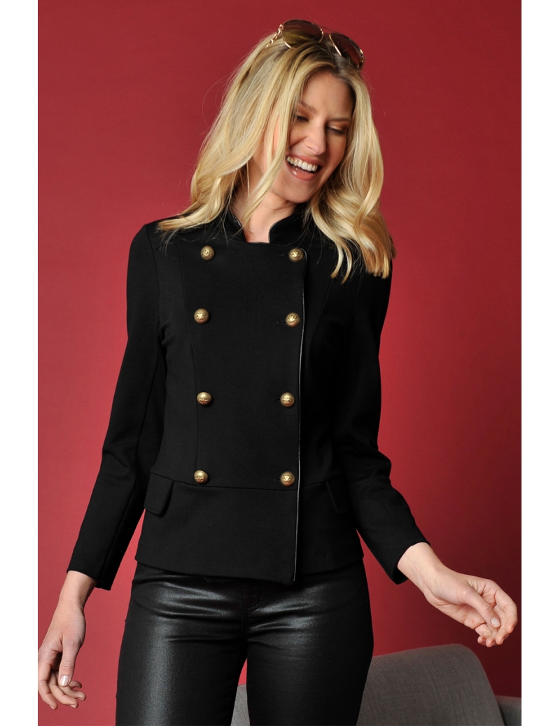 VESTE OFFICIER NOIRE STYLE PERFECTO MODE HIVER FEMME EZA Où trouver un manteau officier noir pour cet hiver