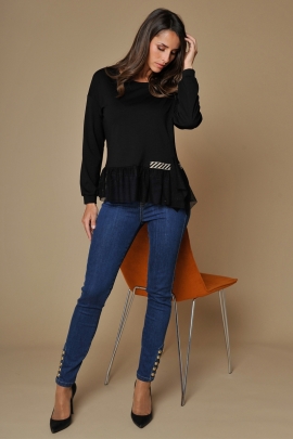 PULL NOIR CONFORT BASQUE PLUMETIS MODE HIVER FEMME TWIST