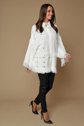 VESTE TRICOT BLANC CHIC MODE FEMME CASUAL HIVER ECLAT