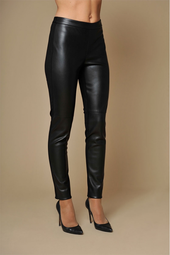 PANTALON BIMATIÈRE NOIR SIMILI SLIM HIVER FEMME LENA ...