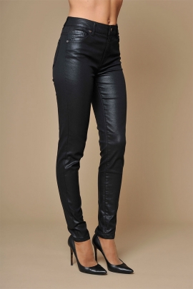 PANTALON ENDUIT NOIR SLIM TAILLE HAUTE HIVER FEMME BOWIE