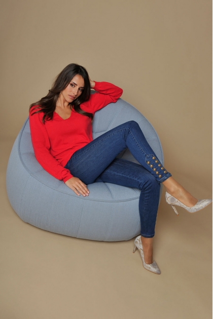 PULL MAILLE DOUCE CACHEMIRE ROUGE HIVER FEMME CHIC JOY