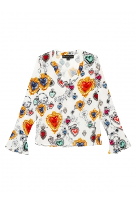 BLOUSE CRÊPE FLUIDE IMPRIMÉ SAPHIR HIVER FEMME CHANCE