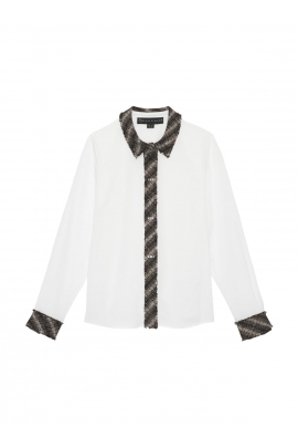 CHEMISIER BLANC ET TWEED CHIC MODE HIVER FEMME MONICA
