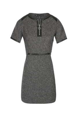 ROBE DROITE GRIS CHINÉ CHIC BIMATIÈRE HIVER FEMME PLAZA