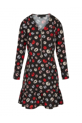 ROBE ÉVASÉE MOTIF BISOUS COLORÉ MODE HIVER FEMME TOSCANE