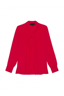 BLOUSE CRÊPE ROUGE CORAIL FLUIDE HIVER FEMME TRESOR