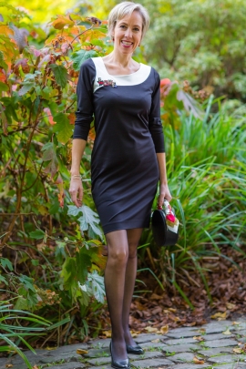 ROBE NOIRE COL BLANC CHIC & STRASS HIVER FEMME RIVIERA