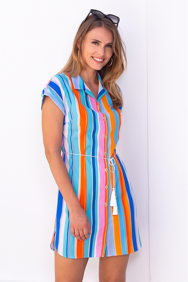 Robe blouse rayures verticales multicouleurs Calgary 