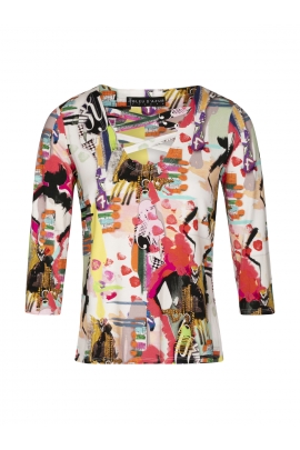 Tshirt été femme manche 3/4 imprimé décolleté croisé Rio