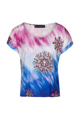 Tshirt droit fluide manche revers motif bijou Austin