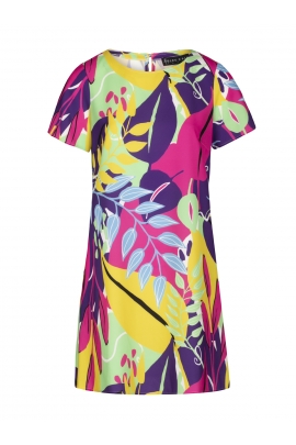 Robe été femme évasée crêpe imprimé multicolore Melody