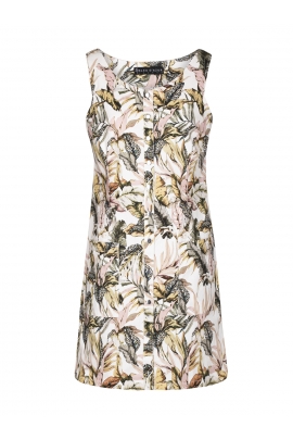 Robe été femme évasé coton stretch imprimé palms Mabel