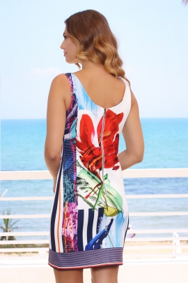 Robe femme droite bretelle élégante imprimé floral Nat