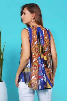 Tunique longue maxi volume en voile patchwork Iconic