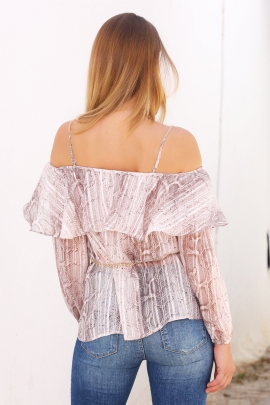 Top été bustier imprimé python manche bouffante Scarlett