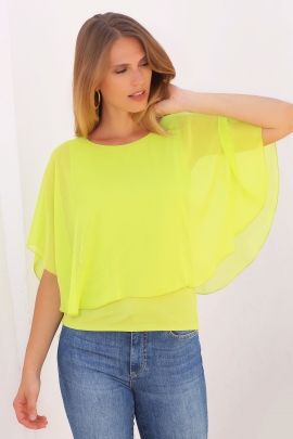 Top-cape tendance 2 en 1 voile crepon lime Manet