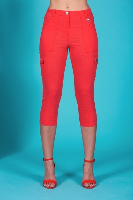 Pantacourt femme été stretch taille haute Best corail