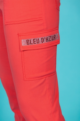 Pantacourt femme été stretch taille haute Best corail