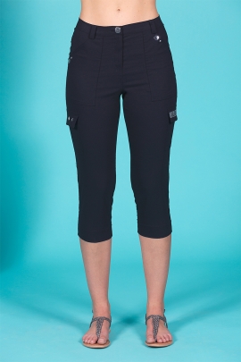 Pantacourt taille haute femme noir stretch à poche Best
