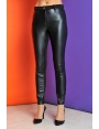 PANTALON FEMME SIMILI CUIR MILANO MADDOX NOIR BLEU D'AZUR