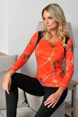 TSHIRT FEMME ROUGE COWBOY DODGE BLEU D'AZUR