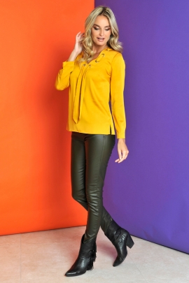 BLOUSE JAUNE MOUTARDE COL V OEILLET MUSIGNY BLEU D'AZUR