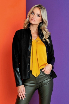 GILET POLAIRE NOIR DECO CUIR ADDISON BLEU D'AZUR