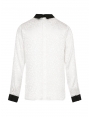 BLOUSE FEMME VISCOSE BLANC COL NOIR MILLER BLEU D'AZUR