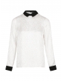 BLOUSE FEMME VISCOSE BLANC COL NOIR MILLER BLEU D'AZUR