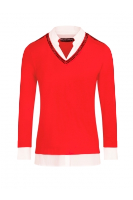 PULL CHEMISE MOLLY ROUGE ET BLANC BLEU D'AZUR