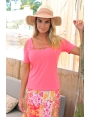 TEESHIRT JERSEY UNI ROSE COL CARRE ANNEAU PRATO