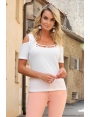 TSHIRT CREPE BLANC COUPE CONFORT COL CARRE PRATO