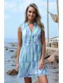 ROBE VAPOREUSE BOHÈME VOILE CREPON BLEU IMRPRIME DELORA