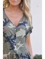 BLOUSE FEMME FLUIDE VISCOSE IMPRIME CAMOUFLAGE ET LUREX OFFICIER